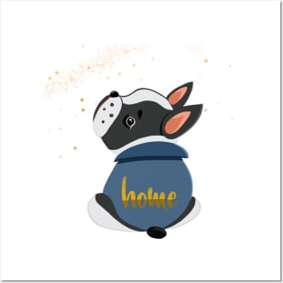 French Bulldog puppy in home, quarantine dog, stay home fanart, bulldog dreamer Posters and Art